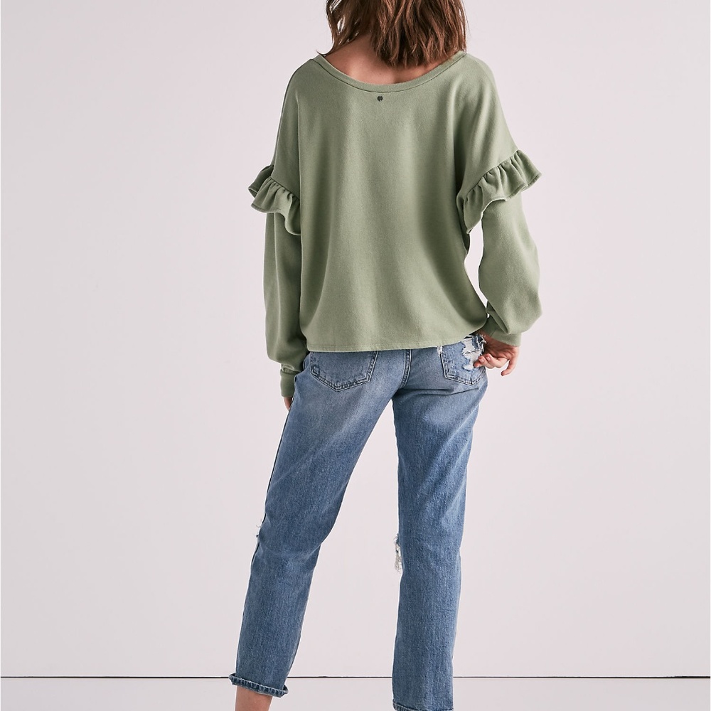LUCKY BRAND Ruffle Sleeve Oversized Sweatshirt - Picture 3 of 7